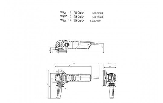 Снимка Ъглошлайф 125mm 1700W рег. обороти METABO WEV 17-125 QUICK